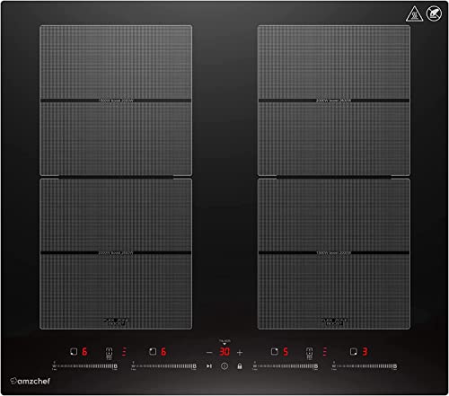 AMZCHEF Induktionskochfeld mit zwei Flexzonen, 4 Zonen Induktionskochfeld...