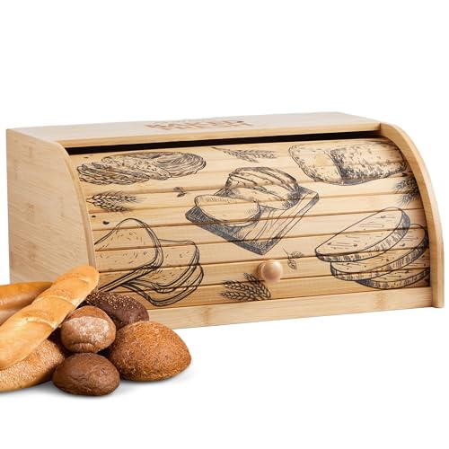 ecosa Brotbox aus nachhaltigem Bambus mit Rolldeckel Brotkasten...