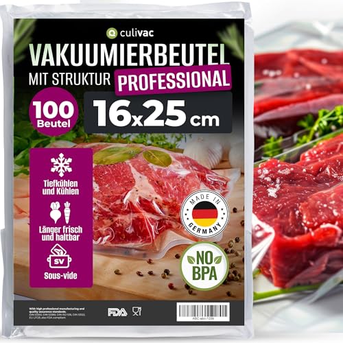 Vakuumierbeutel culivac 100 Vakuumbeutel 16x25cm Premium, Folienbeutel für...