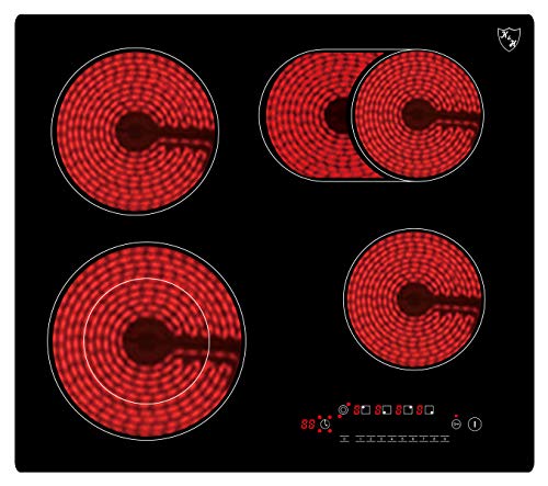 K&H® 4 Zonen Glaskeramikkochfeld Elektrokochfeld 59cm Elektro Autark...