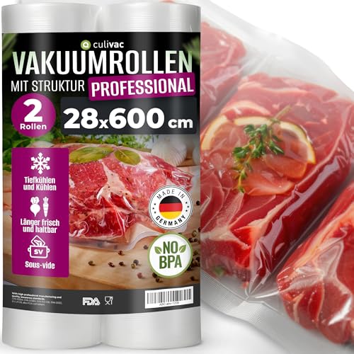 culivac 2 Folienrollen 28x600cm Vakuumrollen Pro für Vakuumierer...